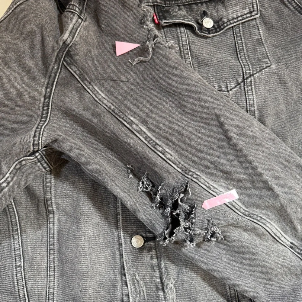 Levis Mens 4XL Distressed Trucker Jacket Washed Black Denim 07158-0040 Oversized